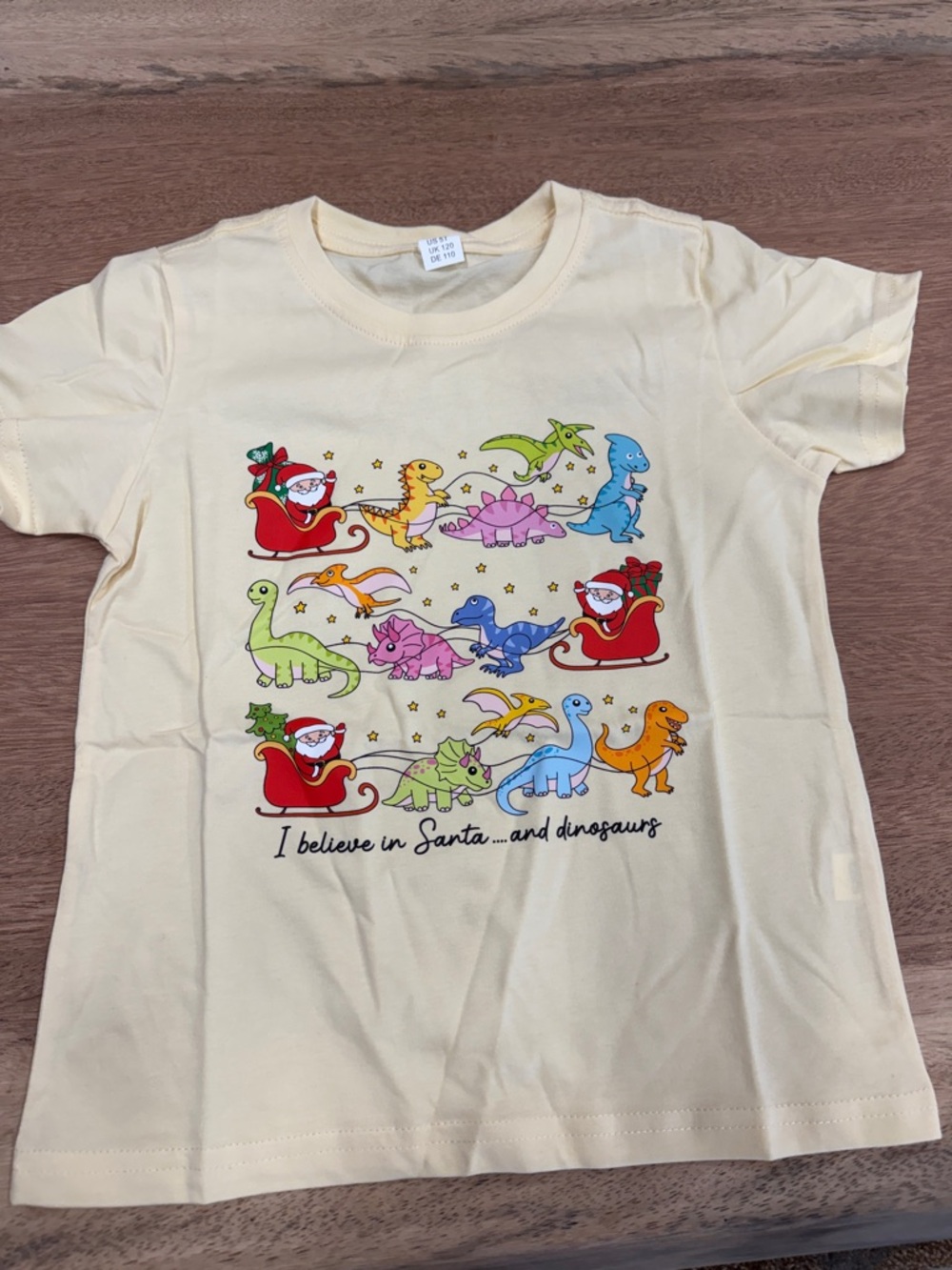I Believe in Santa and Dinosaurs Kids Tee - Cream‎